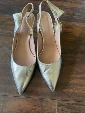 Gold Slingback Pointed-Toe Pumps - Festa